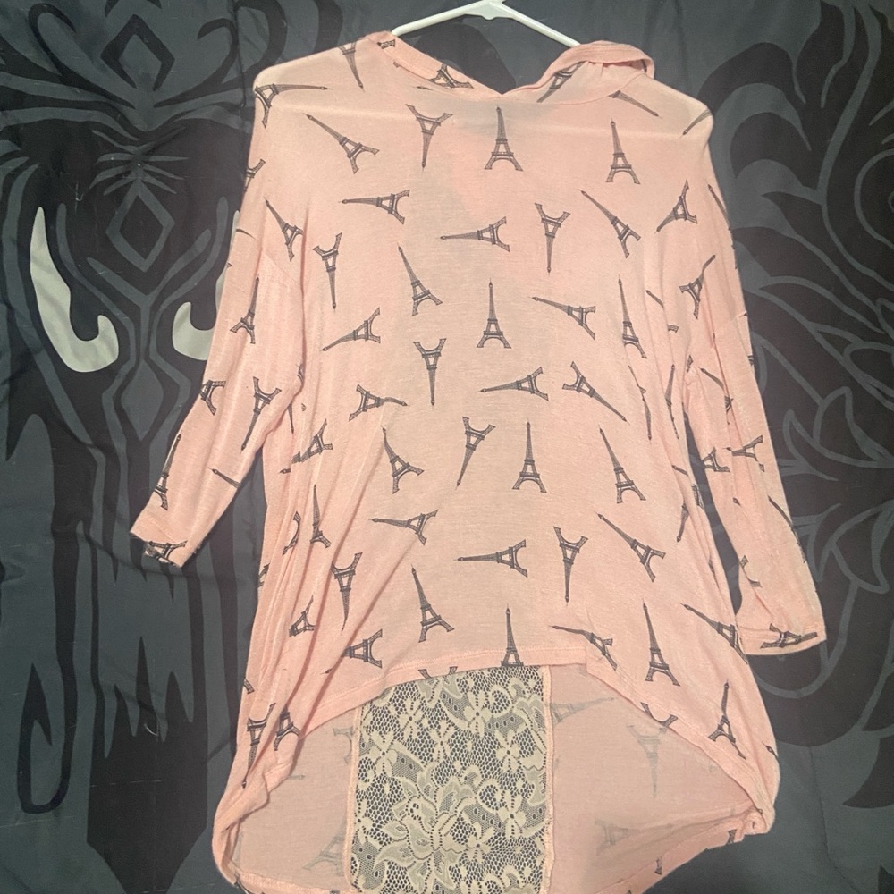 Pink Eiffel Tower Print Women's Top